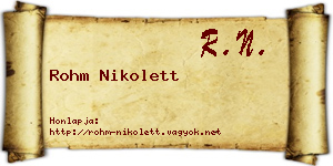 Rohm Nikolett névjegykártya